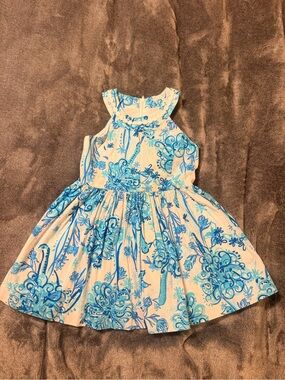 Lilly Pulitzer Cream Dress with Blue Floral Print